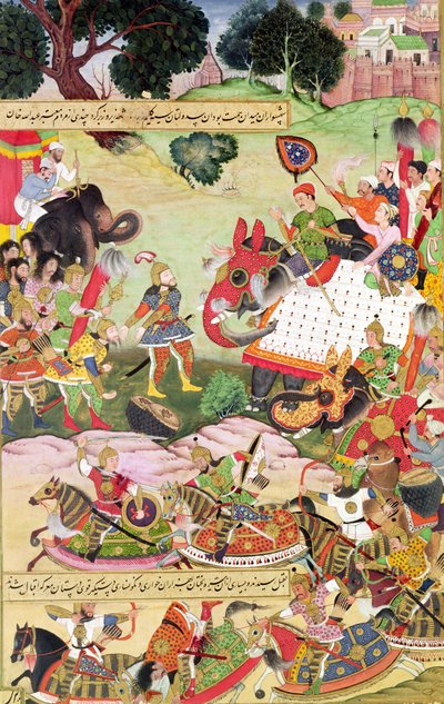 Schlacht zwischen den Kräften von Persien und Turan, Illustration aus dem 